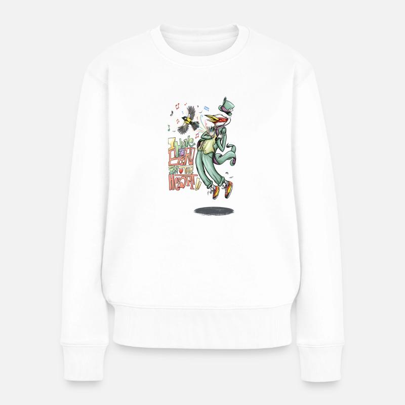 Ein Vogel im Herzen - Frauen Premium Bio Pullover - Weiß