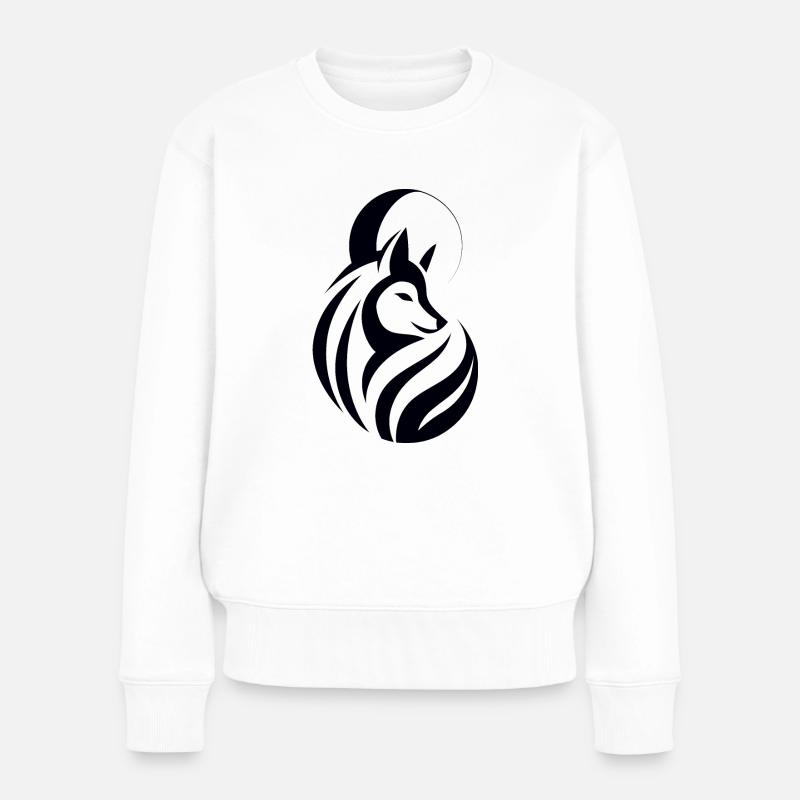 Wolf Tribal - Frauen Premium Bio Pullover - Weiß