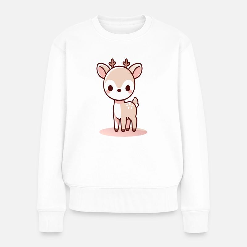 Reh - Frauen Premium Bio Pullover - Weiß