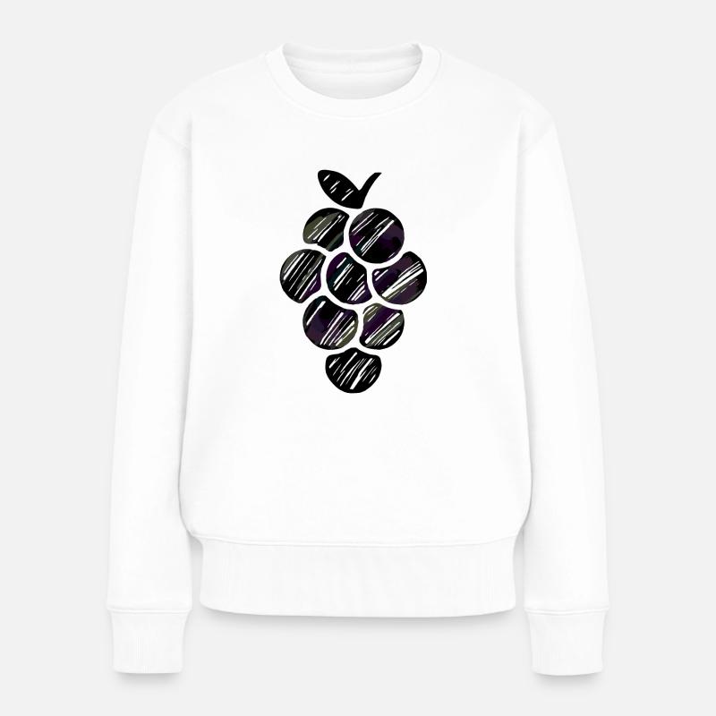 illustrierte Trauben - Frauen Premium Bio Pullover - Weiß