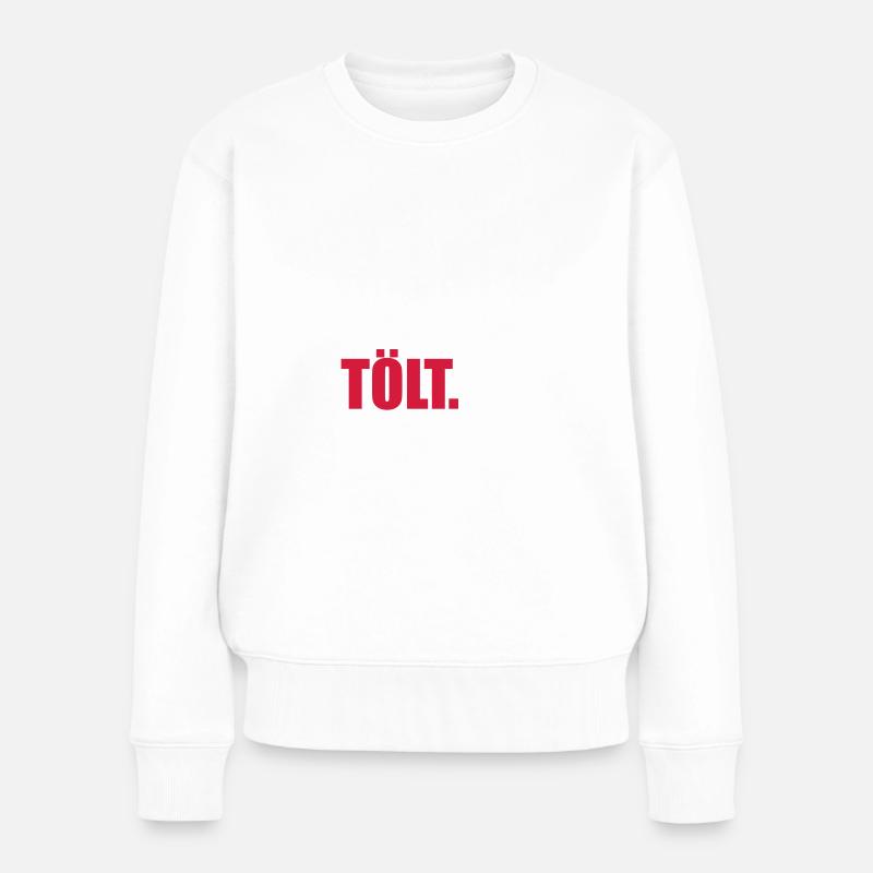 eat sleep tölt - Frauen Premium Bio Pullover - Weiß