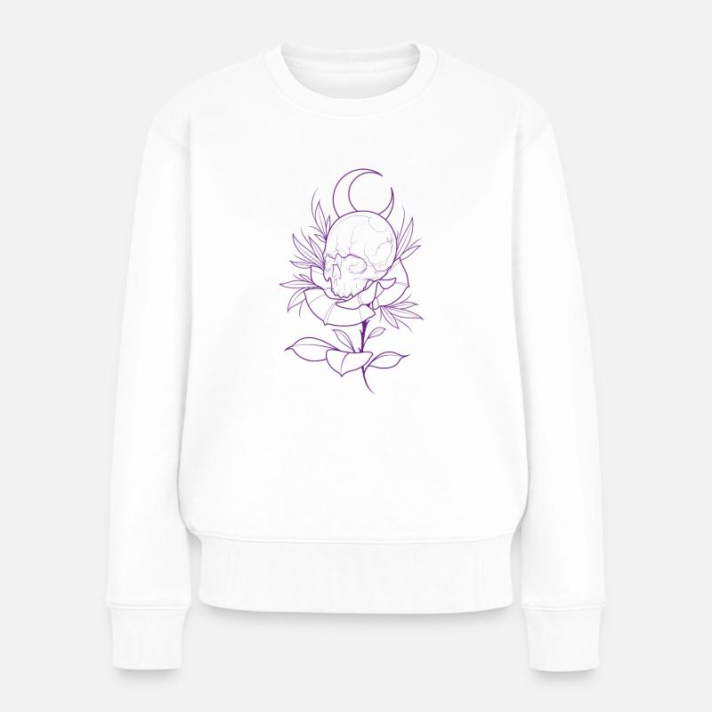 TOTENKOPF ROSE! - Frauen Premium Bio Pullover - Weiß