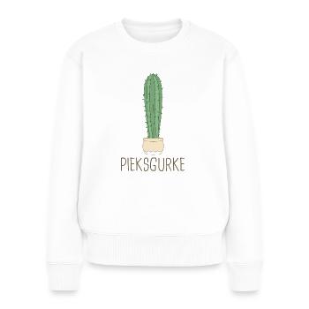 Pieksgurke - Kaktus Sukkulente Kaktee Gurke Humor - Frauen Premium Bio Pullover - Weiß - Vorne - Julia (174cm)