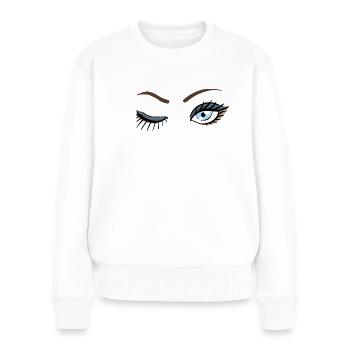 Augen Zwinker - Frauen Premium Bio Pullover - Weiß - Vorne - Julia (174cm)