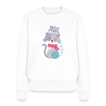 Chats à tubercule laineux - Pull Premium bio Femme - blanc - Devant - Julia (174cm)