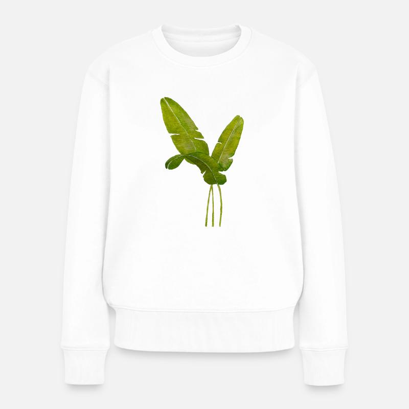 Feuilles de bananier - Pull Premium bio Femme - blanc