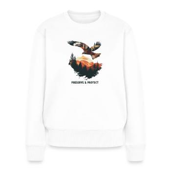 Preserrve & Protect Roter Milan Vogel Greifvogel - Frauen Premium Bio Pullover - Weiß - Vorne - Julia (174cm)
