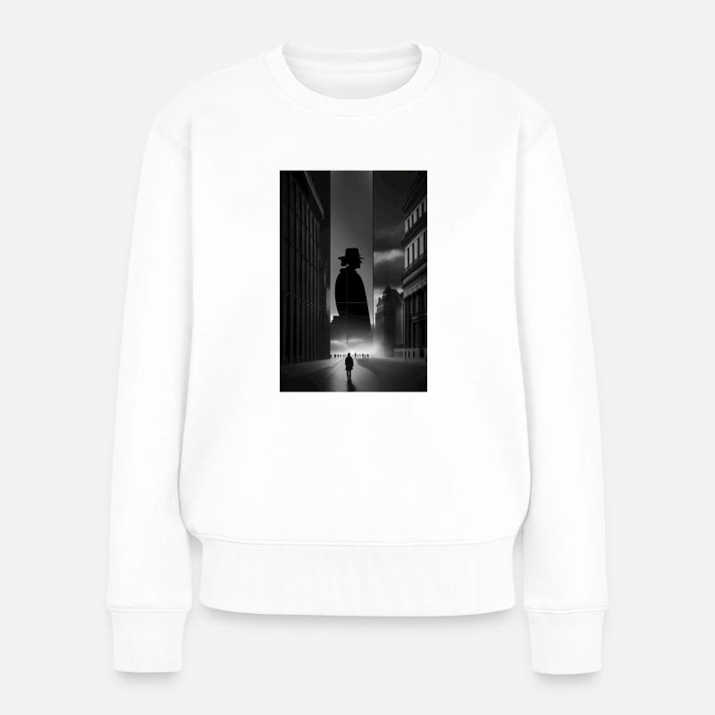 berlin black white siluette - Frauen Premium Bio Pullover - Weiß