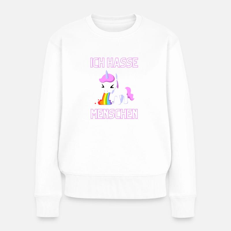 ich hasse menschen - Frauen Premium Bio Pullover - Weiß