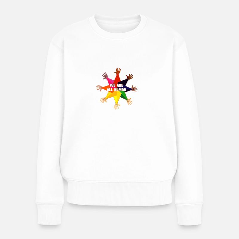 human,LGBT,Regenbogen,we are all human - Frauen Premium Bio Pullover - Weiß