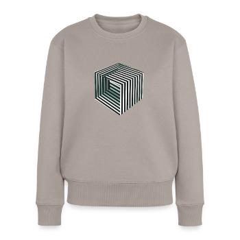 Gestreifte Würfel-Illusion - Frauen Premium Bio Pullover - Taupe - Vorne - Julia (174cm)