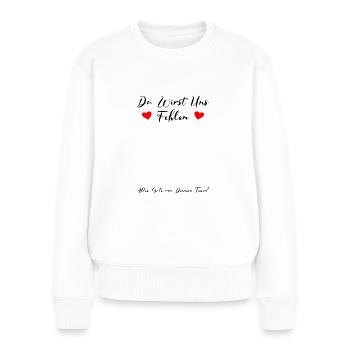 Du Wirst Uns Fehlen Gästebuch Team Abschied Arbeit - Frauen Premium Bio Pullover - Weiß - Vorne - Julia (174cm)