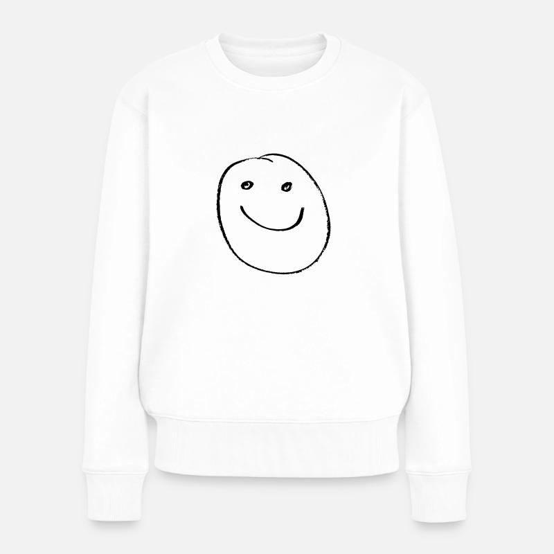 be happy - Frauen Premium Bio Pullover - Weiß