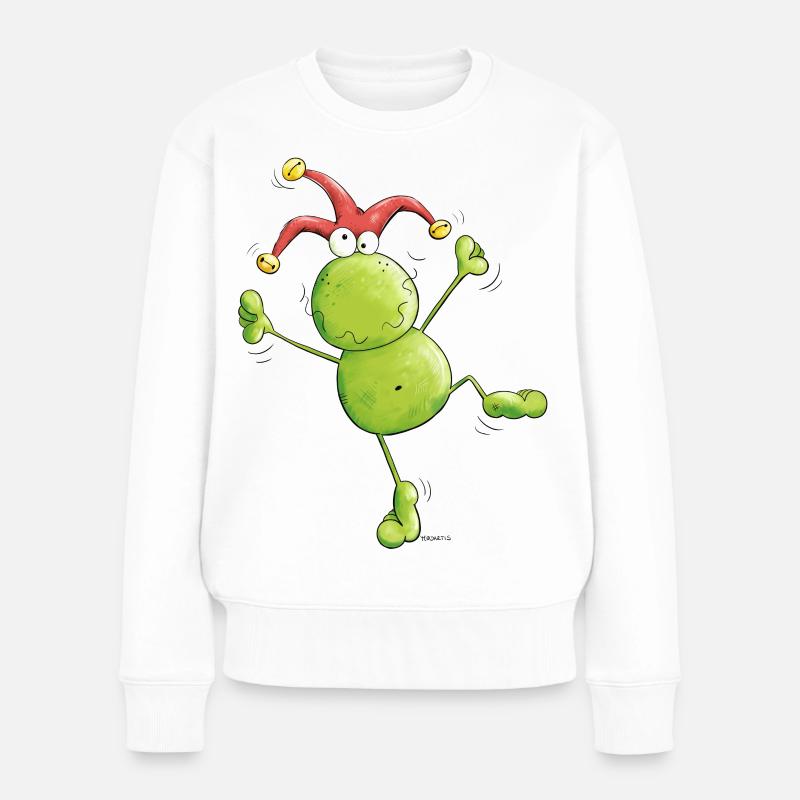 Karneval Frosch - Frauen Premium Bio Pullover - Weiß