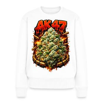 Impression artistique AK47weed Strain - Pull Premium bio Femme - blanc - Devant - Julia (174cm)