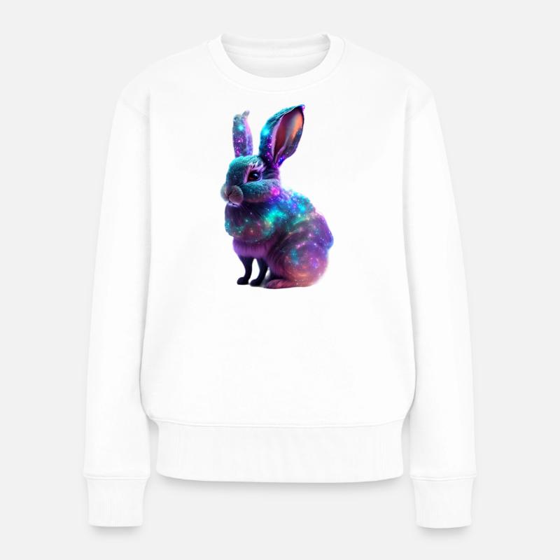 Kosmischer Nebel Kaninchen - Frauen Premium Bio Pullover - Weiß