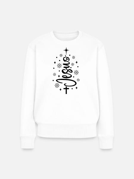 Jesus Weihnachtsbaum – Christlicher Weihnachtsbaum - Frauen Premium Bio Pullover - Weiß