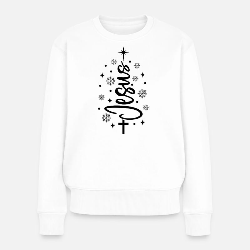Jesus Weihnachtsbaum – Christlicher Weihnachtsbaum - Frauen Premium Bio Pullover - Weiß