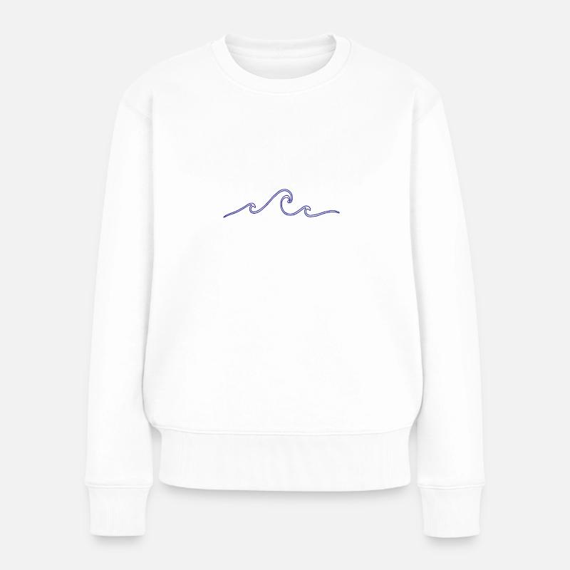 Wellen - Frauen Premium Bio Pullover - Weiß