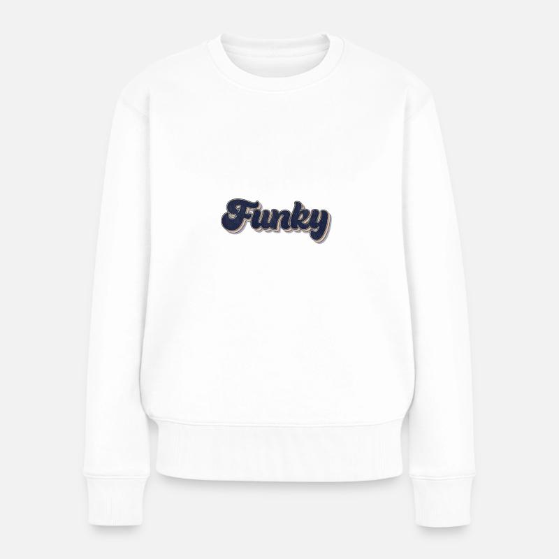 Funky Retro - Frauen Premium Bio Pullover - Weiß