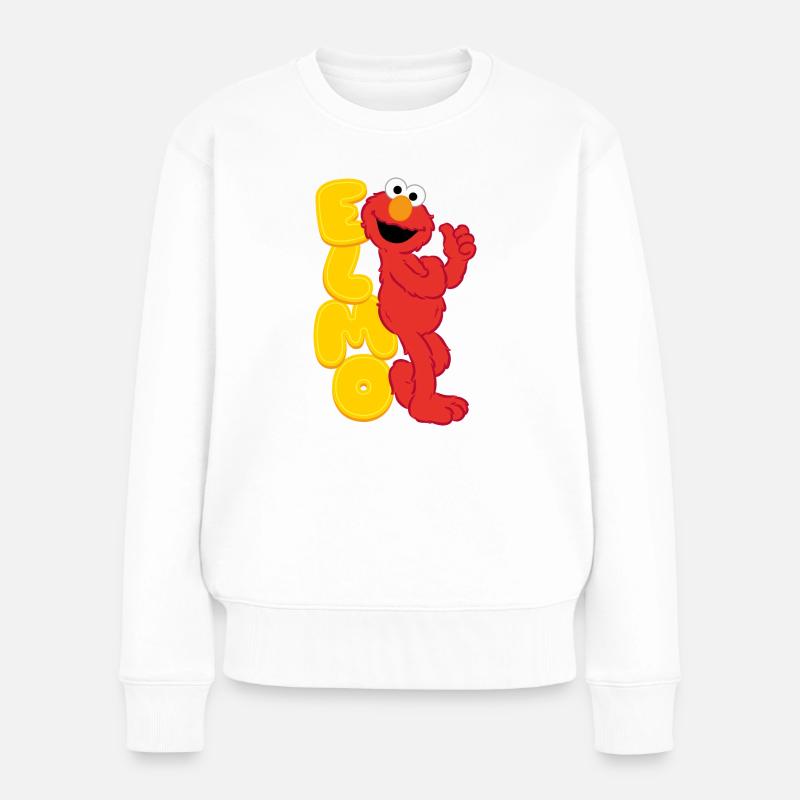 Sesamstraße Elmo Glücklich - Frauen Premium Bio Pullover - Weiß
