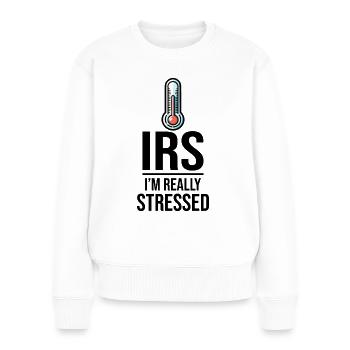 Thermomètre fiscal : les niveaux de stress de l’IRS augmentent - Pull Premium bio Femme - blanc - Devant - Julia (174cm)