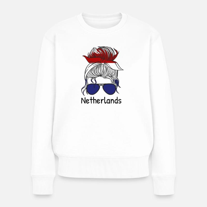 Pays-Bas Drapeau Hollande Drapeau néerlandais - Pull Premium bio Femme - blanc