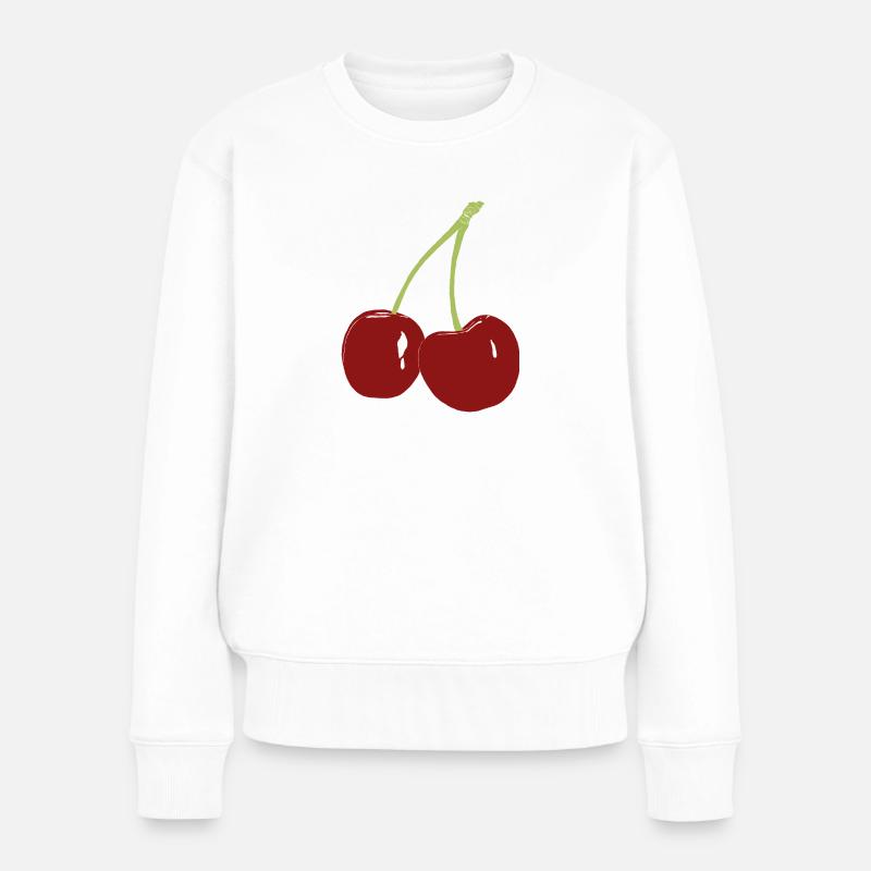 Kirschen - Frauen Premium Bio Pullover - Weiß