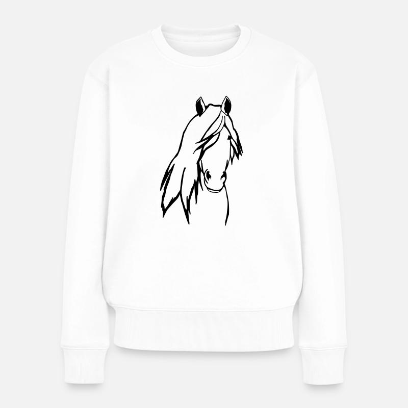 Ponykopf - Frauen Premium Bio Pullover - Weiß