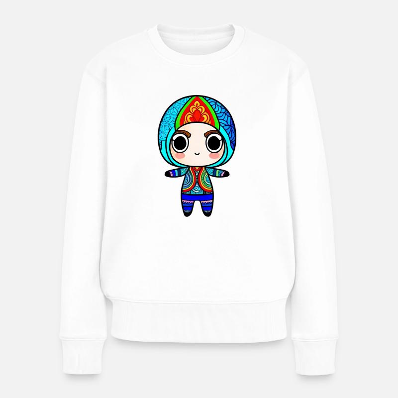 Chibi Zentangle - Frauen Premium Bio Pullover - Weiß
