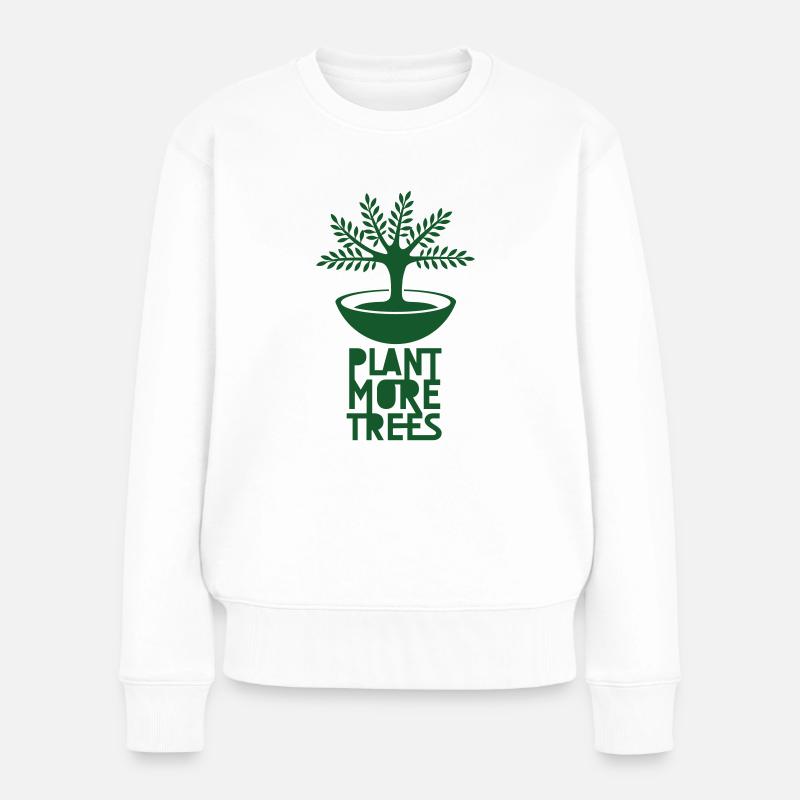 plantmoretrees - Frauen Premium Bio Pullover - Weiß
