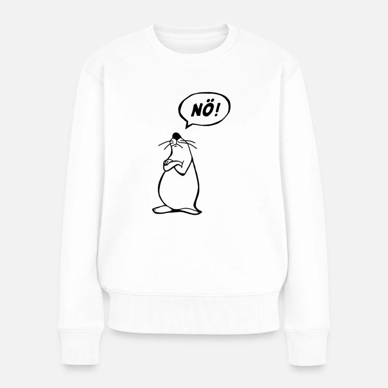 Nö Maus schwarz NÖ - Frauen Premium Bio Pullover - Weiß