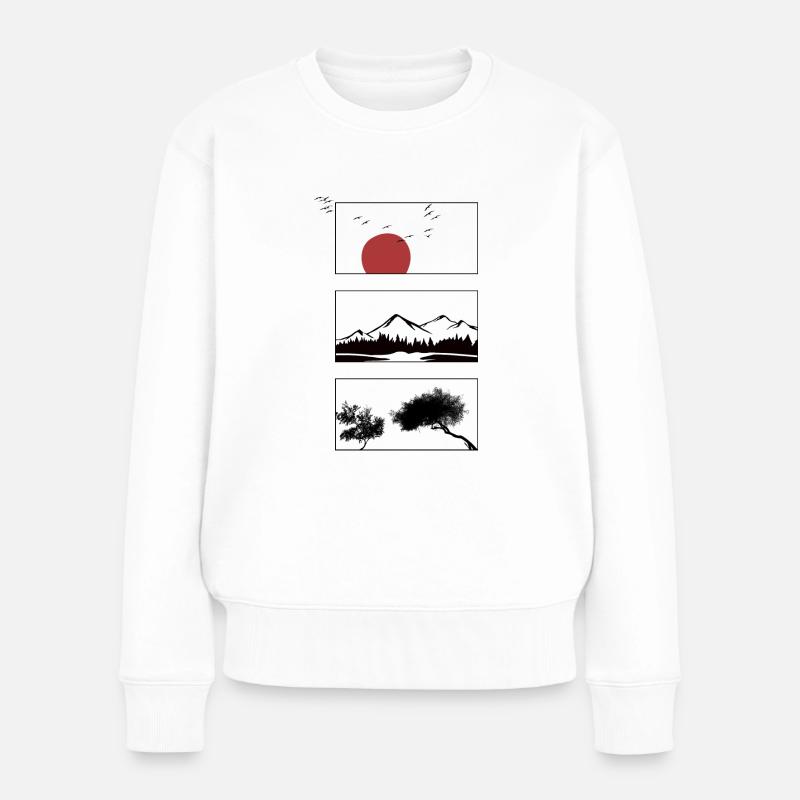 Sonne, Berge, Strand, Urlaub - Frauen Premium Bio Pullover - Weiß