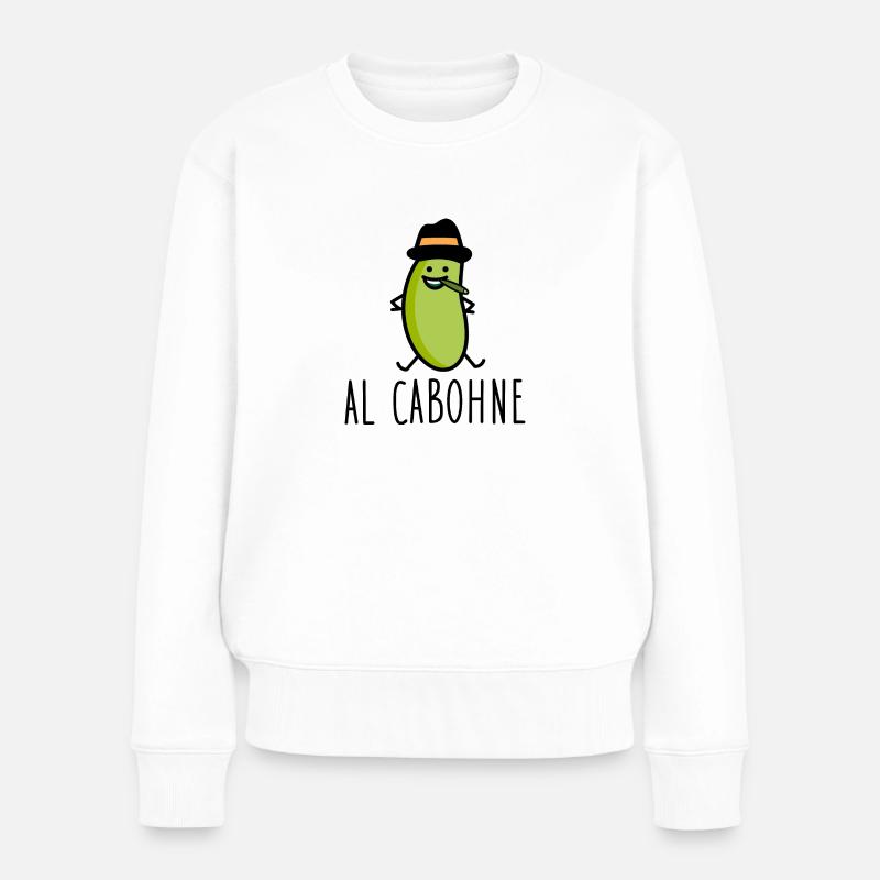 Lustige Bohne - Wortspiel - Frauen Premium Bio Pullover - Weiß