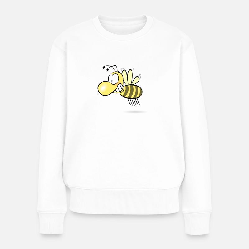 grinse-biene - Frauen Premium Bio Pullover - Weiß