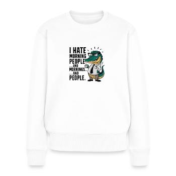 Erst Kaffee grantiges Krokodil mit Kaffeetasse - Frauen Premium Bio Pullover - Weiß - Vorne - Julia (174cm)