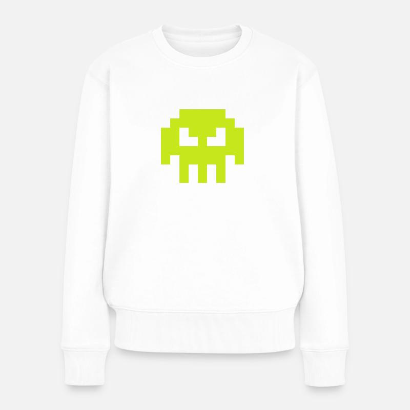 Alien Invader from Sapce (skull, plain) - Frauen Premium Bio Pullover - Weiß