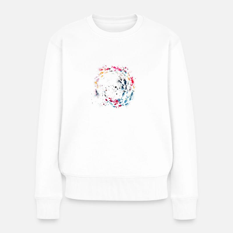 fischschwarm,fische,malerei,bunt,graffiti,bunt - Frauen Premium Bio Pullover - Weiß