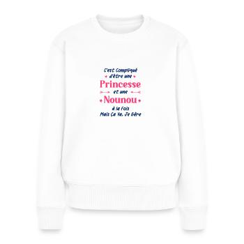 Une super NOUNOU - Pull Premium bio Femme - blanc - Devant - Julia (174cm)