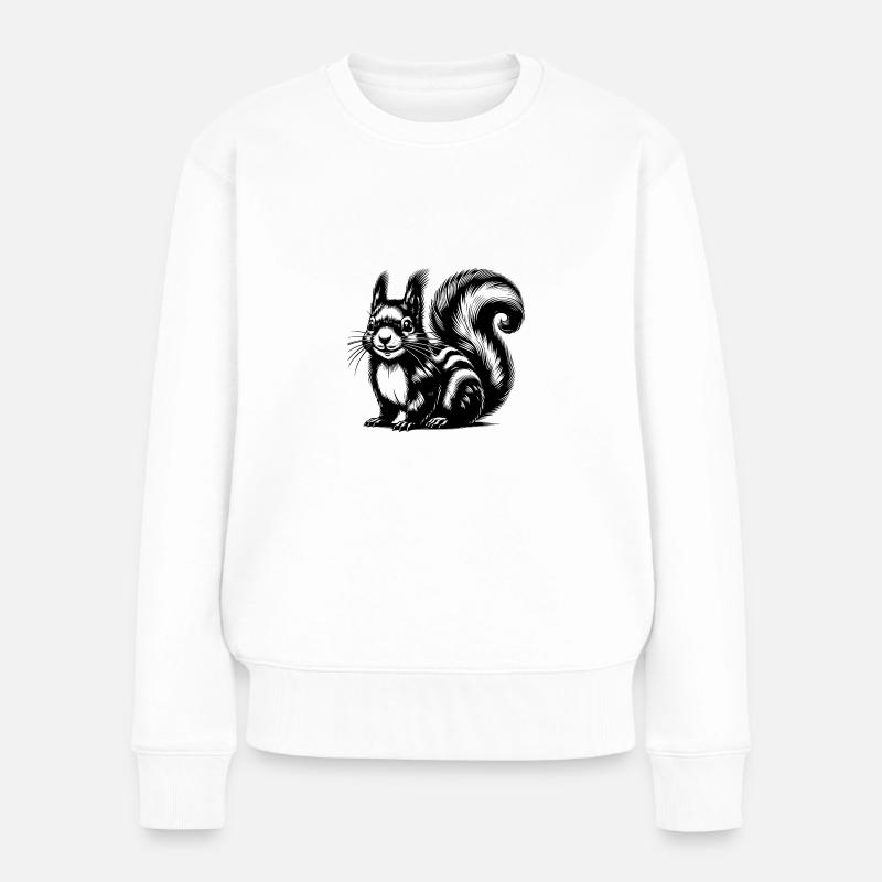 Realistisches Eichhörnchen Tattoo Zeichnung - Frauen Premium Bio Pullover - Weiß