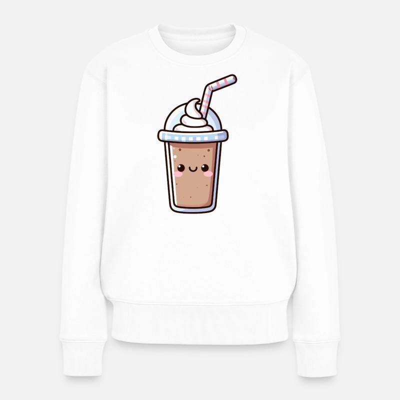 Niedliche Milchshake-Illustration - Frauen Premium Bio Pullover - Weiß