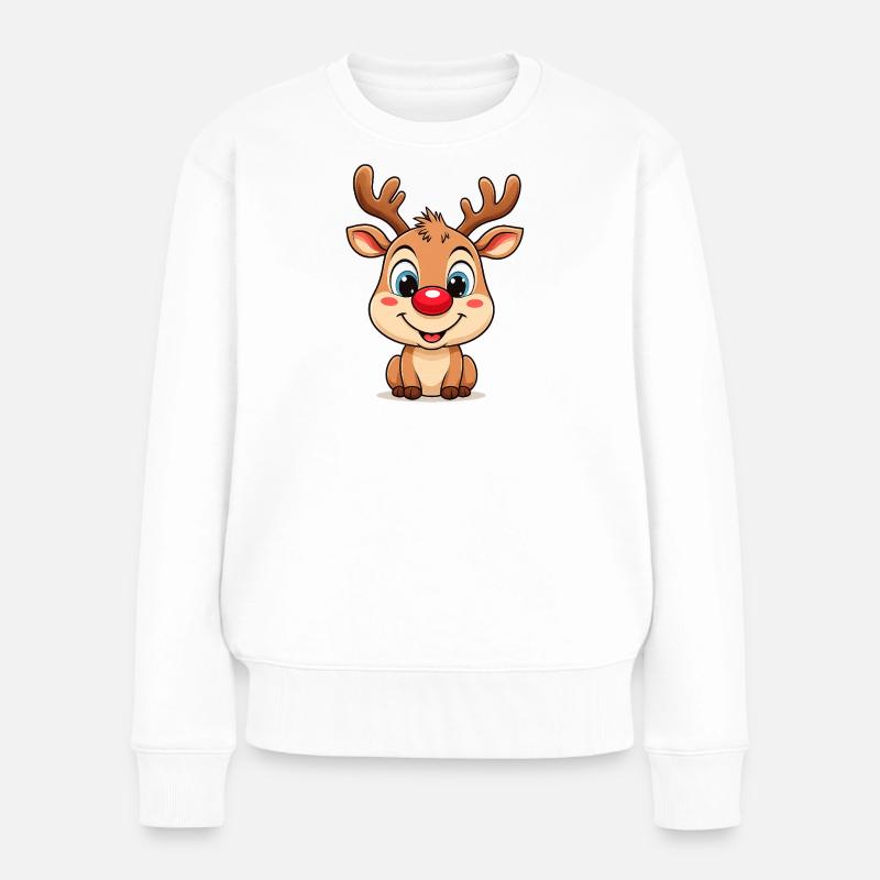 Pull de Noël Rudolph Reindeer Cartoon - Pull Premium bio Femme - blanc