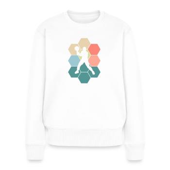 Abstraktes Padelspieler Motiv Padel Padeltennis - Frauen Premium Bio Pullover - Weiß - Vorne - Julia (174cm)