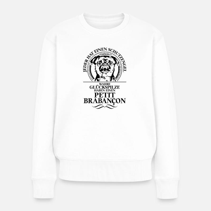 PETIT BRABANCON Schutzengel Hunde Spruch Wilsigns - Frauen Premium Bio Pullover - Weiß
