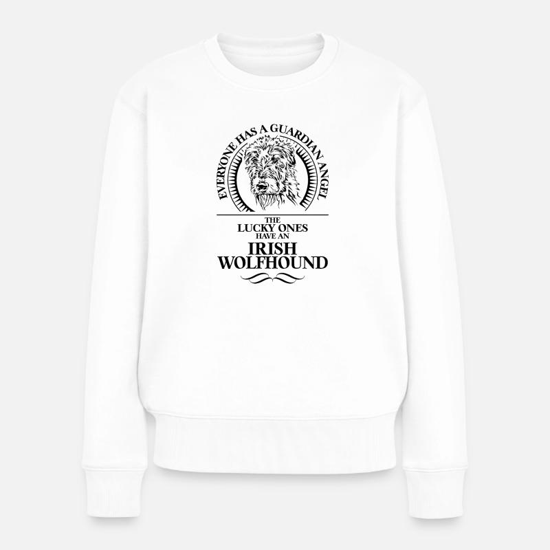 IRISH WOLFHOUND Guardian Angel Spruch Wilsigns - Frauen Premium Bio Pullover - Weiß