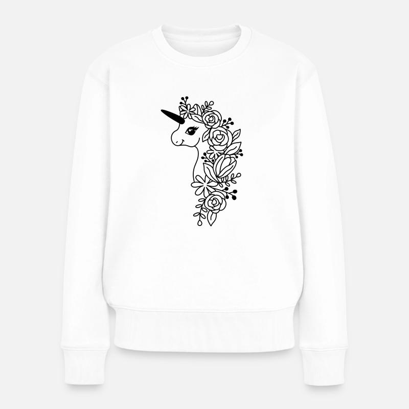 Blütenzauber Einhorn - Frauen Premium Bio Pullover - Weiß