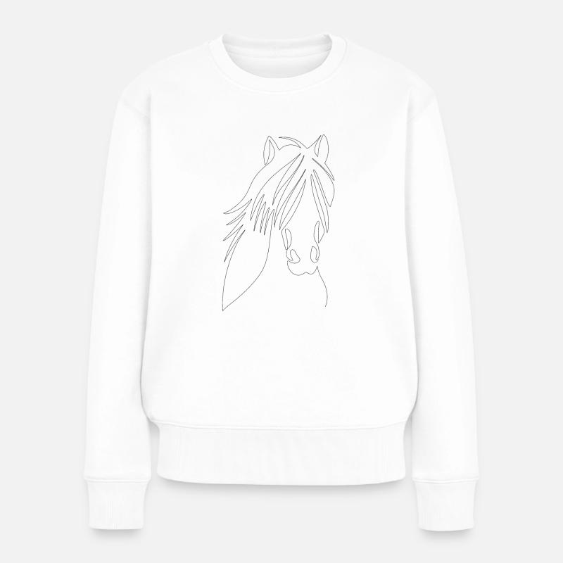 Schöner Pferdekopf mit wilder Mähne - Frauen Premium Bio Pullover - Weiß