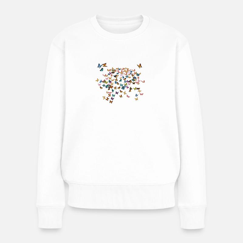 Schmetterlingsbaum Schönes Design - Schmetterlinge - Frauen Premium Bio Pullover - Weiß