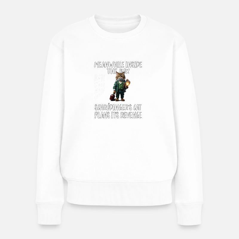 Meanwhile, in box Schroedingers cat plans revenge - Frauen Premium Bio Pullover - Weiß