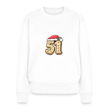 51 Zahl Weihnachten - Frauen Premium Bio Pullover - Weiß - Vorne - Julia (174cm)